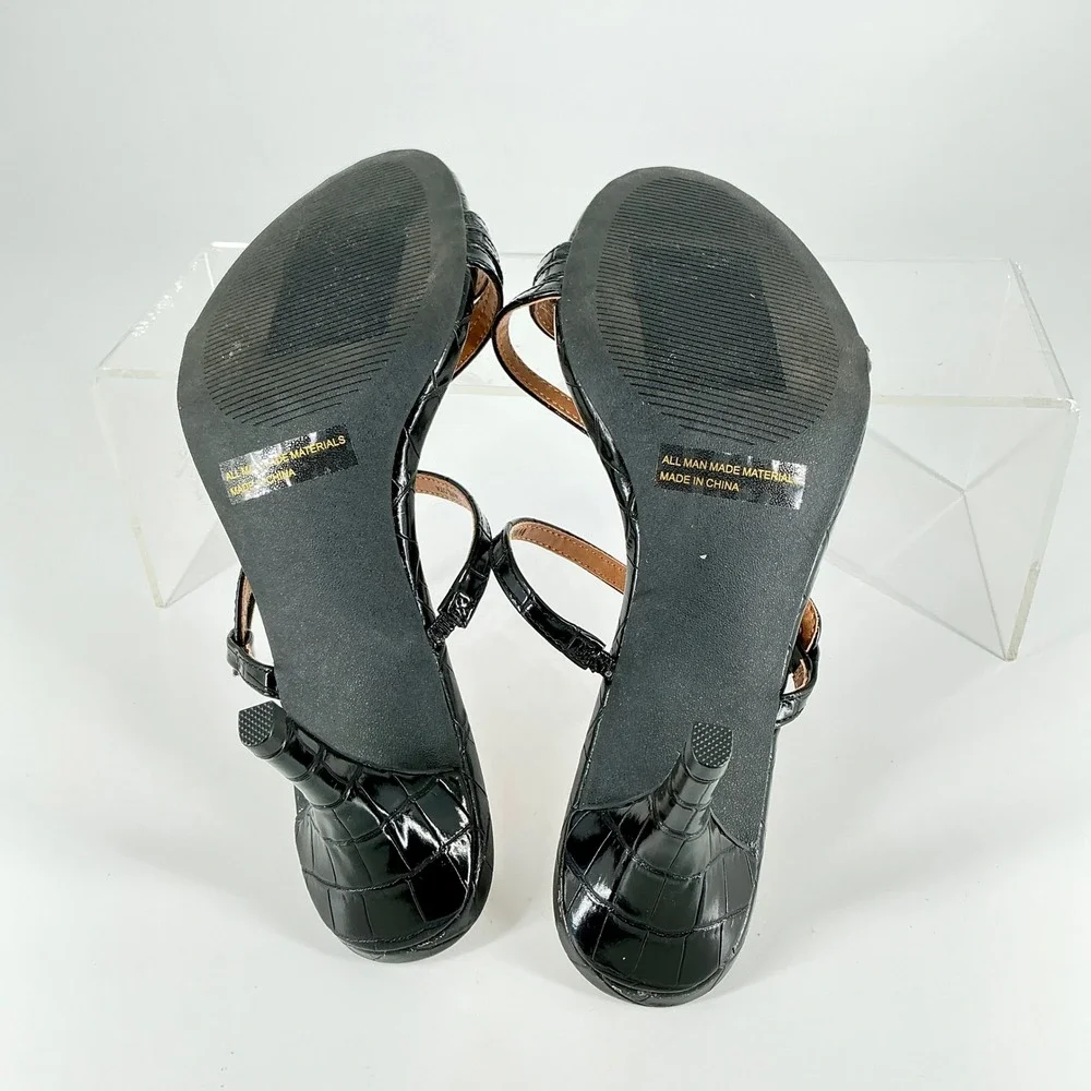 Dolce Vita Size 8.5 Black Croc‎ Print Strappy Stiletto Heels Toe NEW Carlota $79